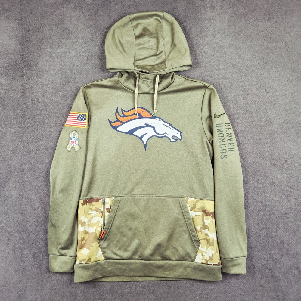 Denver Broncos Salute to Service Nike Hoodie Mens Medium Green Camo Therma-FIT
